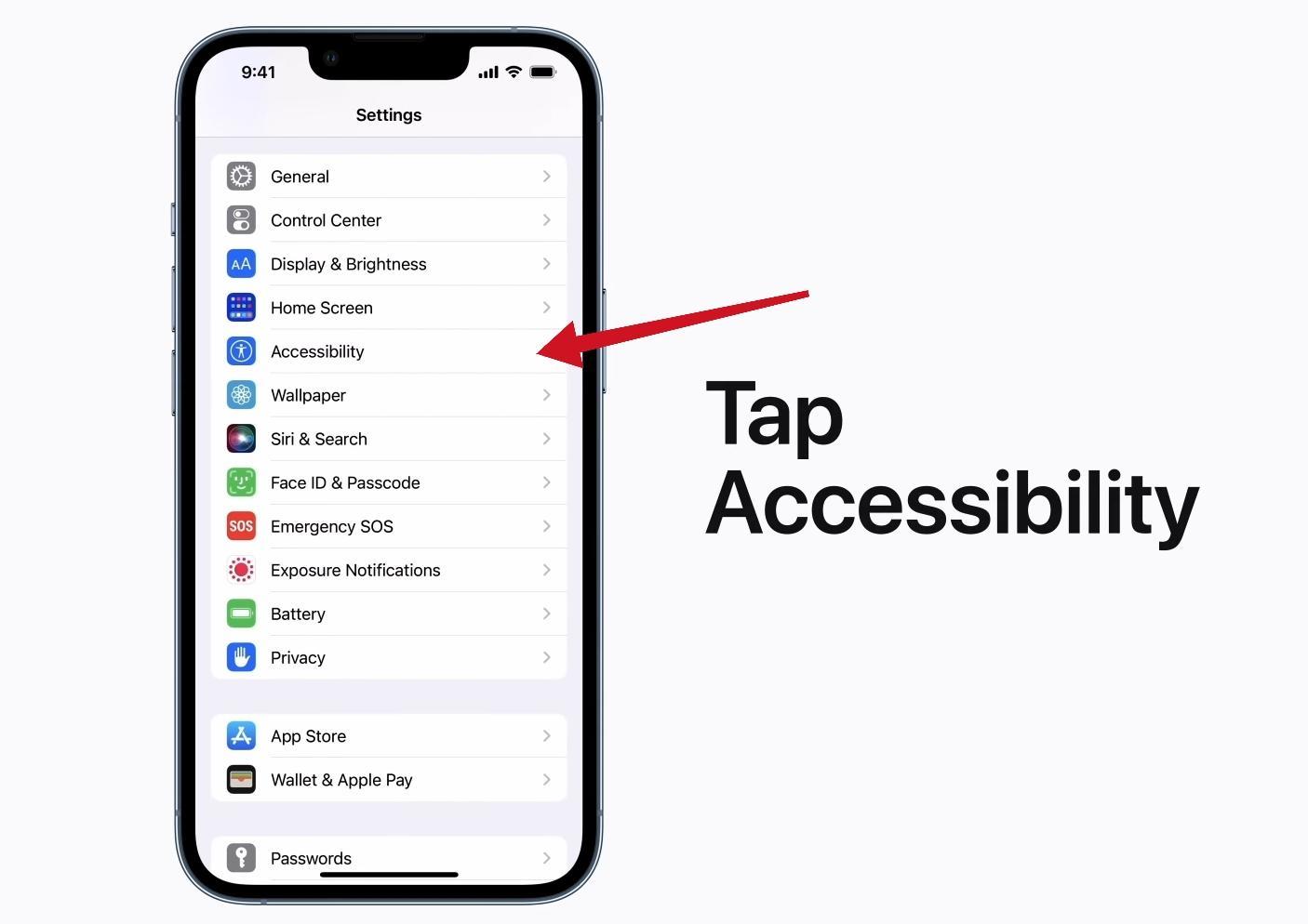 Navigate to Accessibility